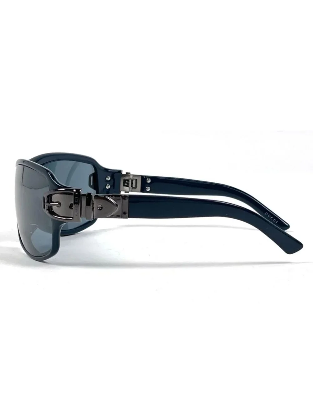 Gucci Logo Sunglasses Mirror Lens Acetate Blue Eyewear